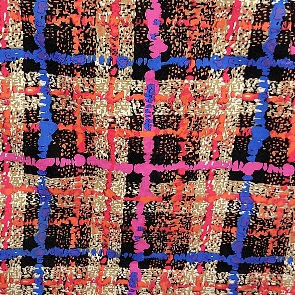 J.Crew Factory Stretch Mini Pencil Skirt Abstract Graffiti Plaid Size 00 - Picture 3 of 10